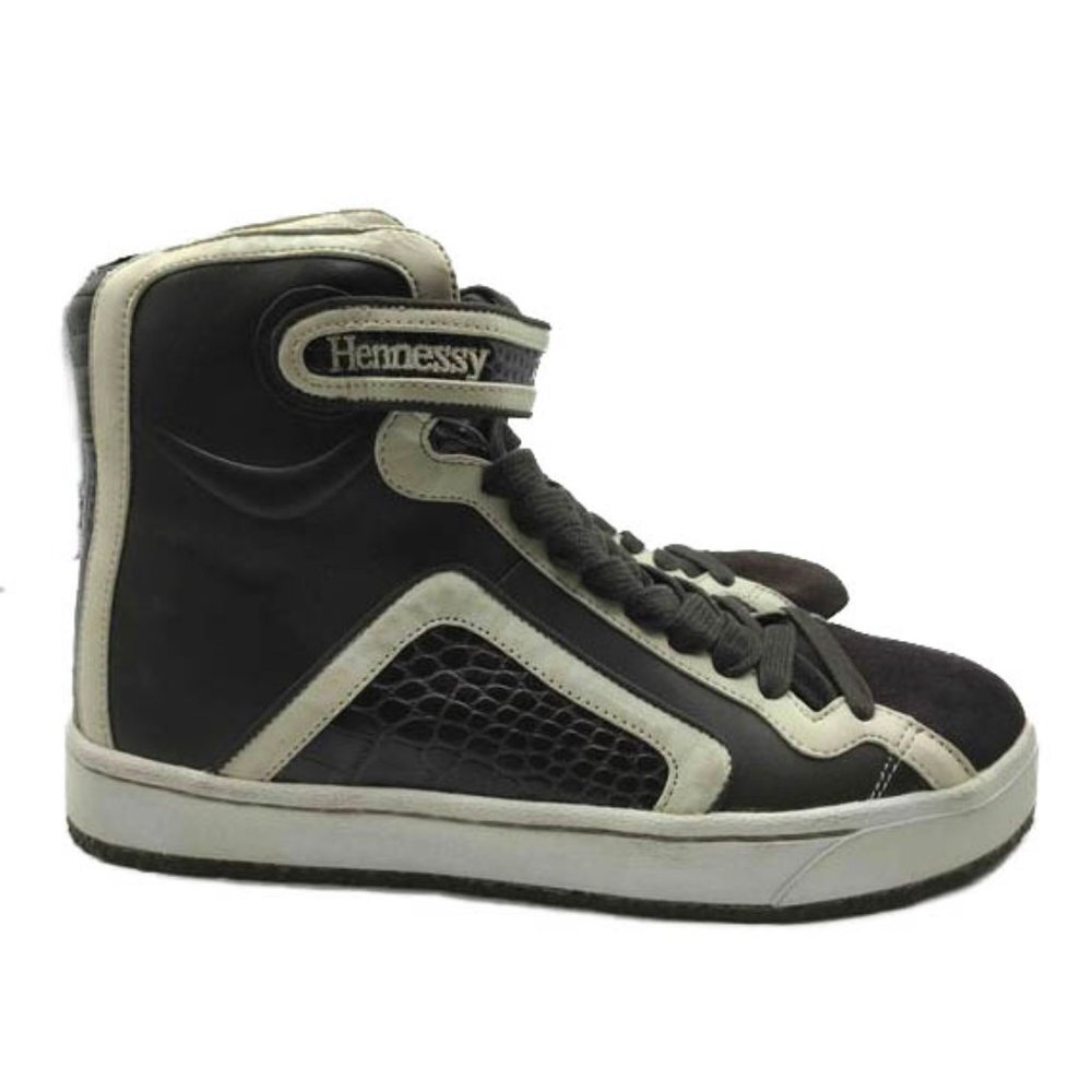 Limited Edition Hennessy x Jhung Yuro Sneakers Sz 10 Brown White Leather Hi Top - Picture 6 of 11